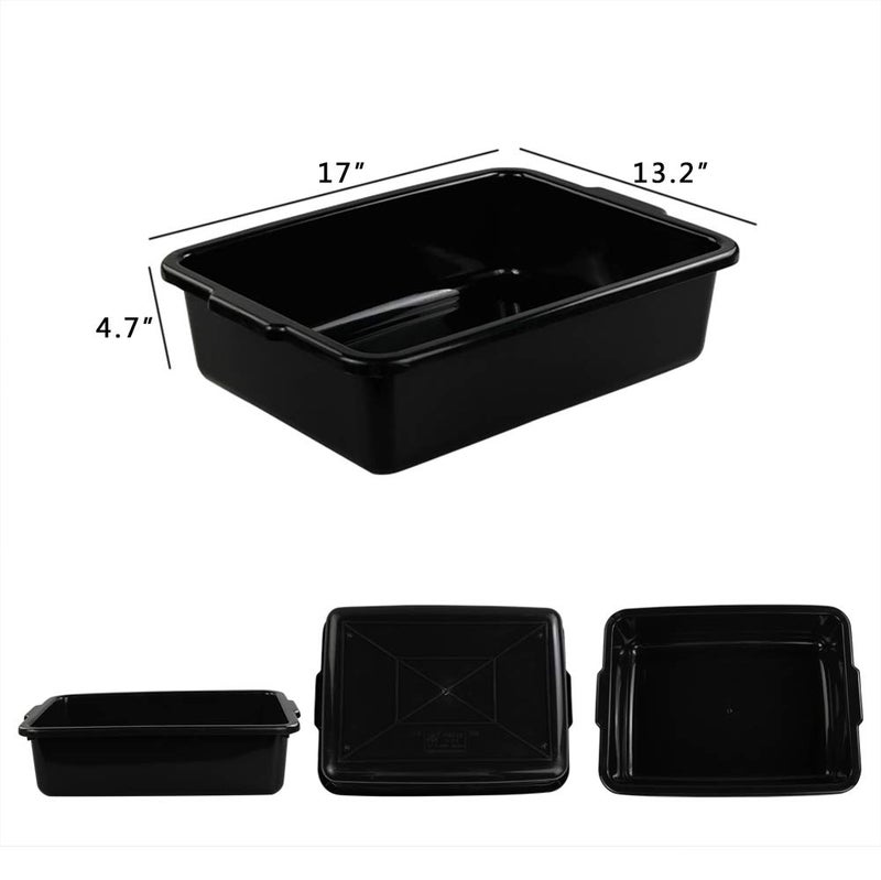 Qskely Commercial Plastic Bus Box/Tote Box, Black Bus Tub/ Wash Basin Tub, Set of 3 - Image 2